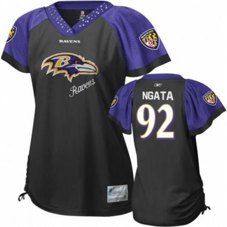 [Field Flirt Fashion II] NGATA Baltimore #92 Womens Football Jersey - Haloti Ngata Womens Football Jersey (Black)_Free Shipping