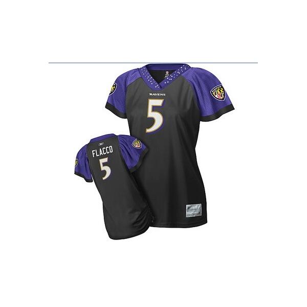 [Field Flirt Fashion I] FLACCO Baltimore #5 Womens Football Jersey - Joe Flacco Womens Football Jersey (Black)_Free Shipping