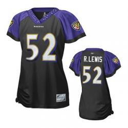 [Field Flirt Fashion I] LEWIS Baltimore #52 Womens Football Jersey - Ray Lewis Womens Football Jersey (Black)_Free Shipping