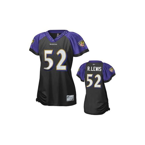 [Field Flirt Fashion I] LEWIS Baltimore #52 Womens Football Jersey - Ray Lewis Womens Football Jersey (Black)_Free Shipping