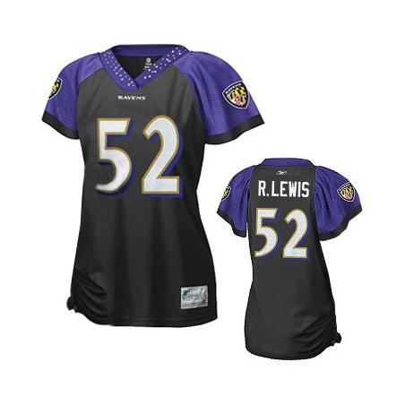 [Field Flirt Fashion I] LEWIS Baltimore #52 Womens Football Jersey - Ray Lewis Womens Football Jersey (Black)_Free Shipping