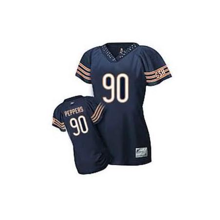 [Field Flirt Fashion I] PEPPERS Chicago #90 Womens Football Jersey - Julius Peppers Womens Football Jersey (Blue)_Free Shipping