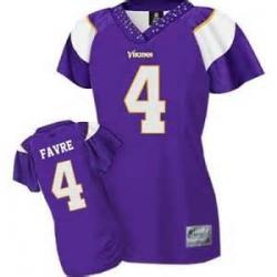 [Field Flirt Fashion I] FAVRE Minnesota #4 Womens Football Jersey - Brett Favre Womens Football Jersey (Purple)_Free Shipping