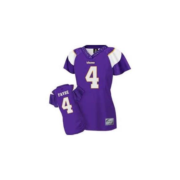 [Field Flirt Fashion I] FAVRE Minnesota #4 Womens Football Jersey - Brett Favre Womens Football Jersey (Purple)_Free Shipping