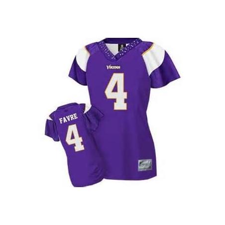 [Field Flirt Fashion I] FAVRE Minnesota #4 Womens Football Jersey - Brett Favre Womens Football Jersey (Purple)_Free Shipping