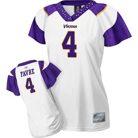 [Field Flirt Fashion I] FAVRE Minnesota #4 Womens Football Jersey - Brett Favre Womens Football Jersey (White)_Free Shipping