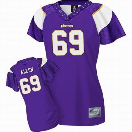 [Field Flirt Fashion I] ALLEN Minnesota #69 Womens Football Jersey - Jared Allen Womens Football Jersey (Purple)_Free Shipping