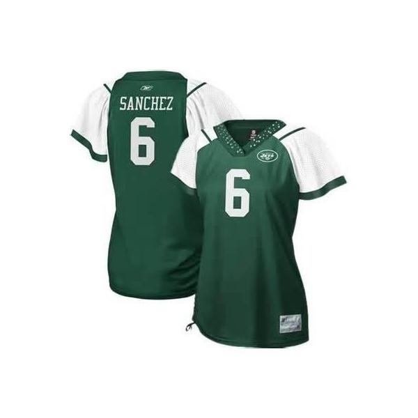 [Field Flirt Fashion I] SANCHEZ NY-Jet #6 Womens Football Jersey - Mark Sanchez Womens Football Jersey (Green)_Free Shipping