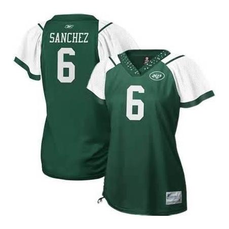 [Field Flirt Fashion I] SANCHEZ NY-Jet #6 Womens Football Jersey - Mark Sanchez Womens Football Jersey (Green)_Free Shipping