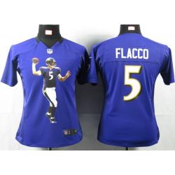 [Portrait Fashion] FLACCO Baltimore #5 Womens Football Jersey - Joe Flacco Womens Football Jersey (Purple)_Free Shipping