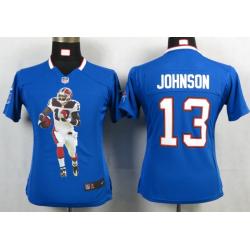 [Portrait Fashion] JOHNSON Buffalo #13 Womens Football Jersey - Steve Johnson Womens Football Jersey (Blue)_Free Shipping