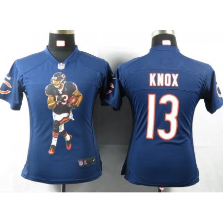 [Portrait Fashion] KNOX Chicago #13 Womens Football Jersey - Johnny Knox Womens Football Jersey (Blue)_Free Shipping