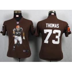 [Portrait Fashion] BROWN Cleveland #73 Womens Football Jersey - Thomas Brown Womens Football Jersey (Brown)_Free Shipping