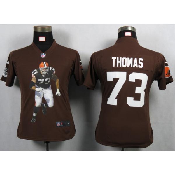 [Portrait Fashion] BROWN Cleveland #73 Womens Football Jersey - Thomas Brown Womens Football Jersey (Brown)_Free Shipping