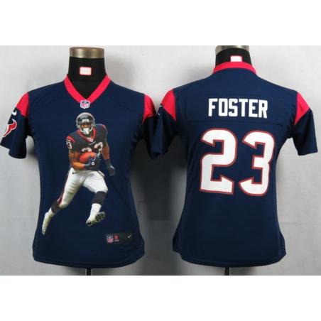 [Portrait Fashion] FOSTER Houston #23 Womens Football Jersey - Arian Foster Womens Football Jersey (Blue)_Free Shipping