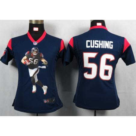 [Portrait Fashion] CUSHING Houston #56 Womens Football Jersey - Brian Cushing Womens Football Jersey (Blue)_Free Shipping