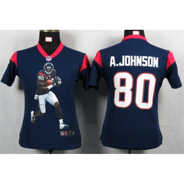 [Portrait Fashion] JOHNSON Houston #80 Womens Football Jersey - Andre Johnson Womens Football Jersey (Blue)_Free Shipping