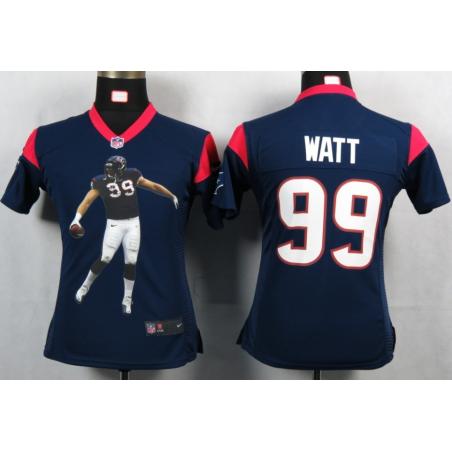 [Portrait Fashion] WATT Houston #99 Womens Football Jersey - J.J. Watt Womens Football Jersey (Blue)_Free Shipping