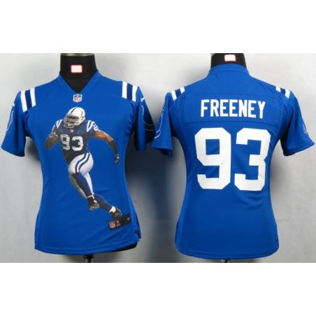 [Portrait Fashion] FREENEY Indianapolis #93 Womens Football Jersey - Dwight Freeney Womens Football Jersey (Blue)_Free Shipping