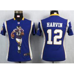 [Portrait Fashion] HARVIN Minnesota #12 Womens Football Jersey - Percy Harvin Womens Football Jersey (Purple)_Free Shipping