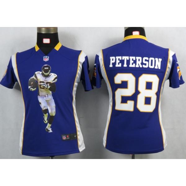 [Portrait Fashion] PETERSON Minnesota #28 Womens Football Jersey - Adrian Peterson Womens Football Jersey (Purple)_Free Shipping