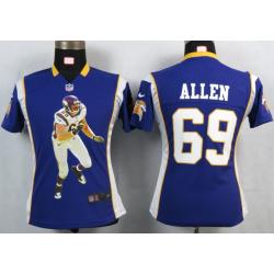 [Portrait Fashion] ALLEN Minnesota #69 Womens Football Jersey - Jared Allen Womens Football Jersey (Purple)_Free Shipping