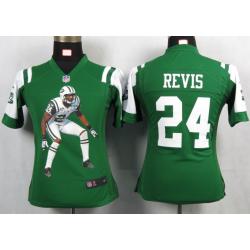 [Portrait Fashion] REVIS NY-Jet #24 Womens Football Jersey - Darrelle Revis Womens Football Jersey (Green)_Free Shipping