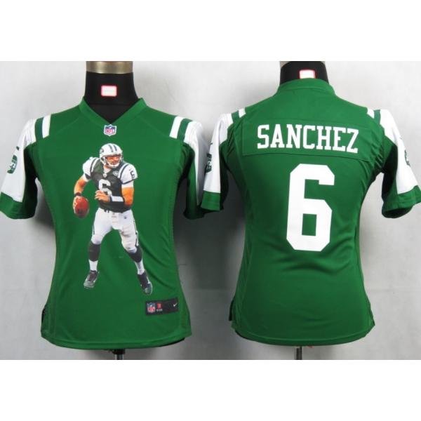 [Portrait Fashion] SANCHEZ NY-Jet #6 Womens Football Jersey - Mark Sanchez Womens Football Jersey (Green)_Free Shipping