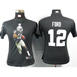 [Portrait Fashion] FORD Oakland #12 Womens Football Jersey - Jacoby Ford Womens Football Jersey (Black)_Free Shipping