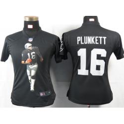 [Portrait Fashion] PLUNKETT Oakland #16 Womens Football Jersey - Jim Plunkett Womens Football Jersey (Black)_Free Shipping