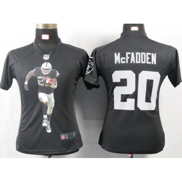 [Portrait Fashion] MCFADDEN Oakland #20 Womens Football Jersey - Darren McFadden Womens Football Jersey (Black)_Free Shipping