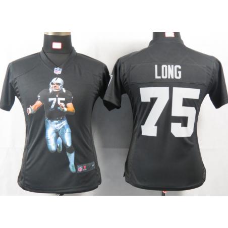 [Portrait Fashion] LONG Oakland #75 Womens Football Jersey - Howie Long Womens Football Jersey (Black)_Free Shipping