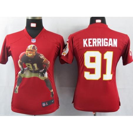 [Portrait Fashion] KERRIGAN Washington #91 Womens Football Jersey - Ryan Kerrigan Womens Football Jersey (Red)_Free Shipping