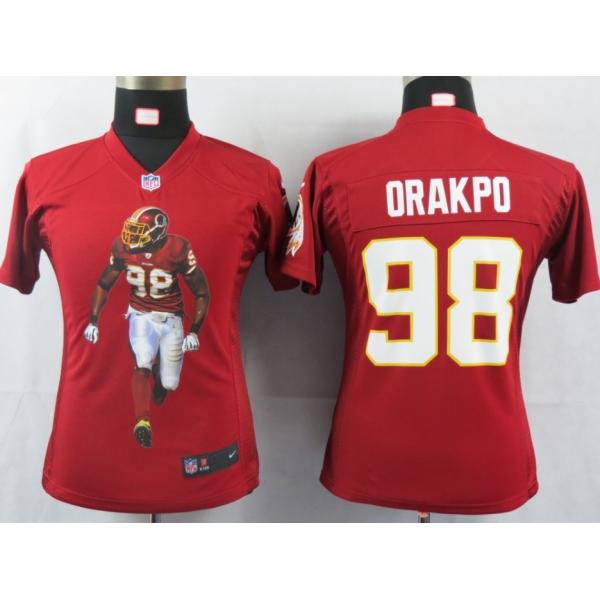 [Portrait Fashion] ORAKPO Washington #98 Womens Football Jersey - Brian Orakpo Womens Football Jersey (Red)_Free Shipping