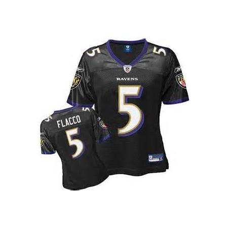 [Rbk Team Jersey] FLACCO Baltimore #5 Womens Football Jersey - Joe Flacco Womens Football Jersey (Black)_Free Shipping