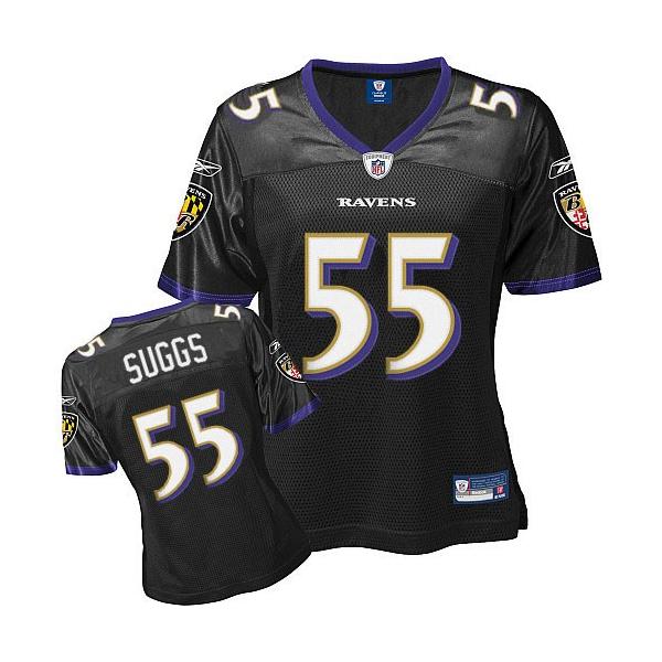 [Rbk Team Jersey] SUGGS Baltimore #55 Womens Football Jersey - Terrell Suggs Womens Football Jersey (Black)_Free Shipping