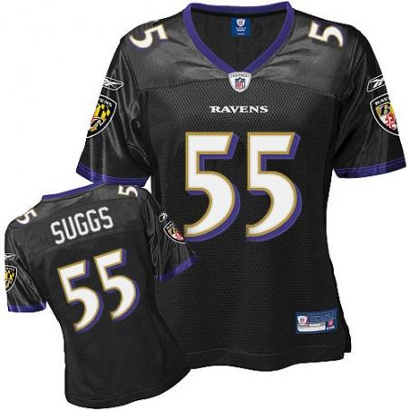 [Rbk Team Jersey] SUGGS Baltimore #55 Womens Football Jersey - Terrell Suggs Womens Football Jersey (Black)_Free Shipping