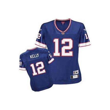 [Rbk Team Jersey] KELLY Buffalo #12 Womens Football Jersey - Jim Kelly Womens Football Jersey (Blue)_Free Shipping