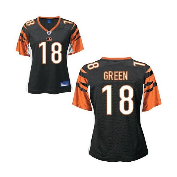 [Rbk Team Jersey] GREEN Cincinnati #18 Womens Football Jersey - A.J. Green Womens Football Jersey (Black)_Free Shipping