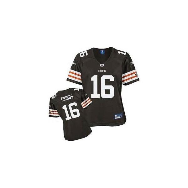 [Rbk Team Jersey] CRIBBS Cleveland #16 Womens Football Jersey - Joshua Cribbs Womens Football Jersey (Brown)_Free Shipping