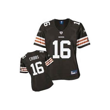 [Rbk Team Jersey] CRIBBS Cleveland #16 Womens Football Jersey - Joshua Cribbs Womens Football Jersey (Brown)_Free Shipping