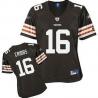 [Rbk Team Jersey] CRIBBS Cleveland #16 Womens Football Jersey - Joshua Cribbs Womens Football Jersey (Brown)_Free Shipping