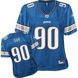 [Rbk Team Jersey] SUH Detroit #90 Womens Football Jersey - Ndamukong Suh Womens Football Jersey (Blue)_Free Shipping