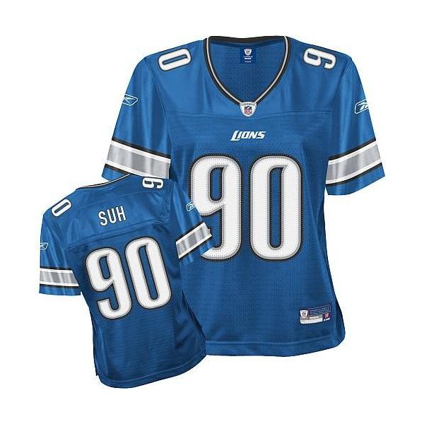 [Rbk Team Jersey] SUH Detroit #90 Womens Football Jersey - Ndamukong Suh Womens Football Jersey (Blue)_Free Shipping