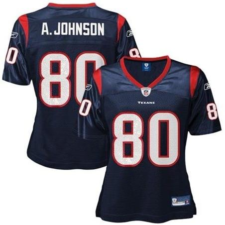 [Rbk Team Jersey] JOHNSON Houston #80 Womens Football Jersey - A.Johnson Womens Football Jersey (Blue)_Free Shipping