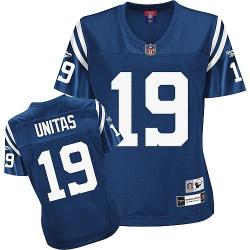 [Rbk Team Jersey] UNITAS Indianapolis #19 Womens Football Jersey - Johnny Unitas Womens Football Jersey (Blue)_Free Shipping