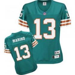 [Rbk Team Jersey] MARINO Miami #13 Womens Football Jersey - Dan Marino Womens Football Jersey (Green)_Free Shipping