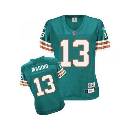 [Rbk Team Jersey] MARINO Miami #13 Womens Football Jersey - Dan Marino Womens Football Jersey (Green)_Free Shipping