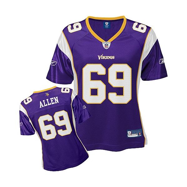 [Rbk Team Jersey] ALLEN Minnesota #69 Womens Football Jersey - Jared Allen Womens Football Jersey (Purple)_Free Shipping