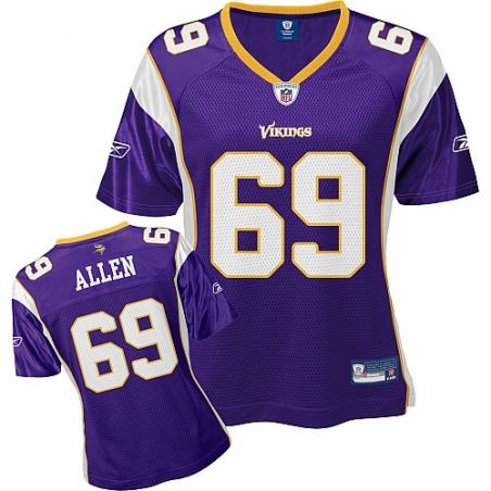 [Rbk Team Jersey] ALLEN Minnesota #69 Womens Football Jersey - Jared Allen Womens Football Jersey (Purple)_Free Shipping